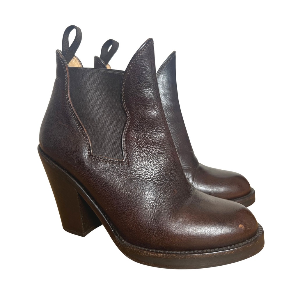 Acne Studios Star Brown Leather Heeled Chelsea Ankle Boots Made in Italy